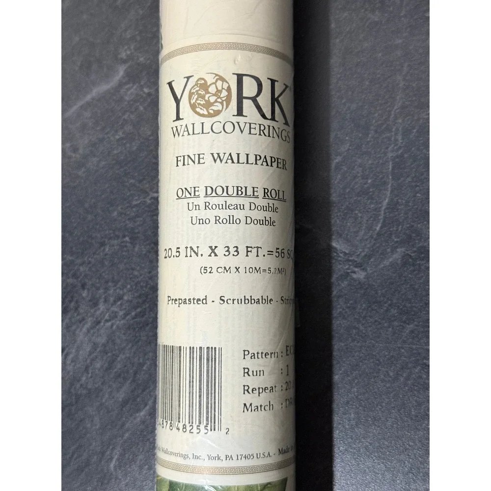 Vintage York Wallcoverings EC1235 Pear Wallpaper‎ Prepasted Never Opened 56 SQFT